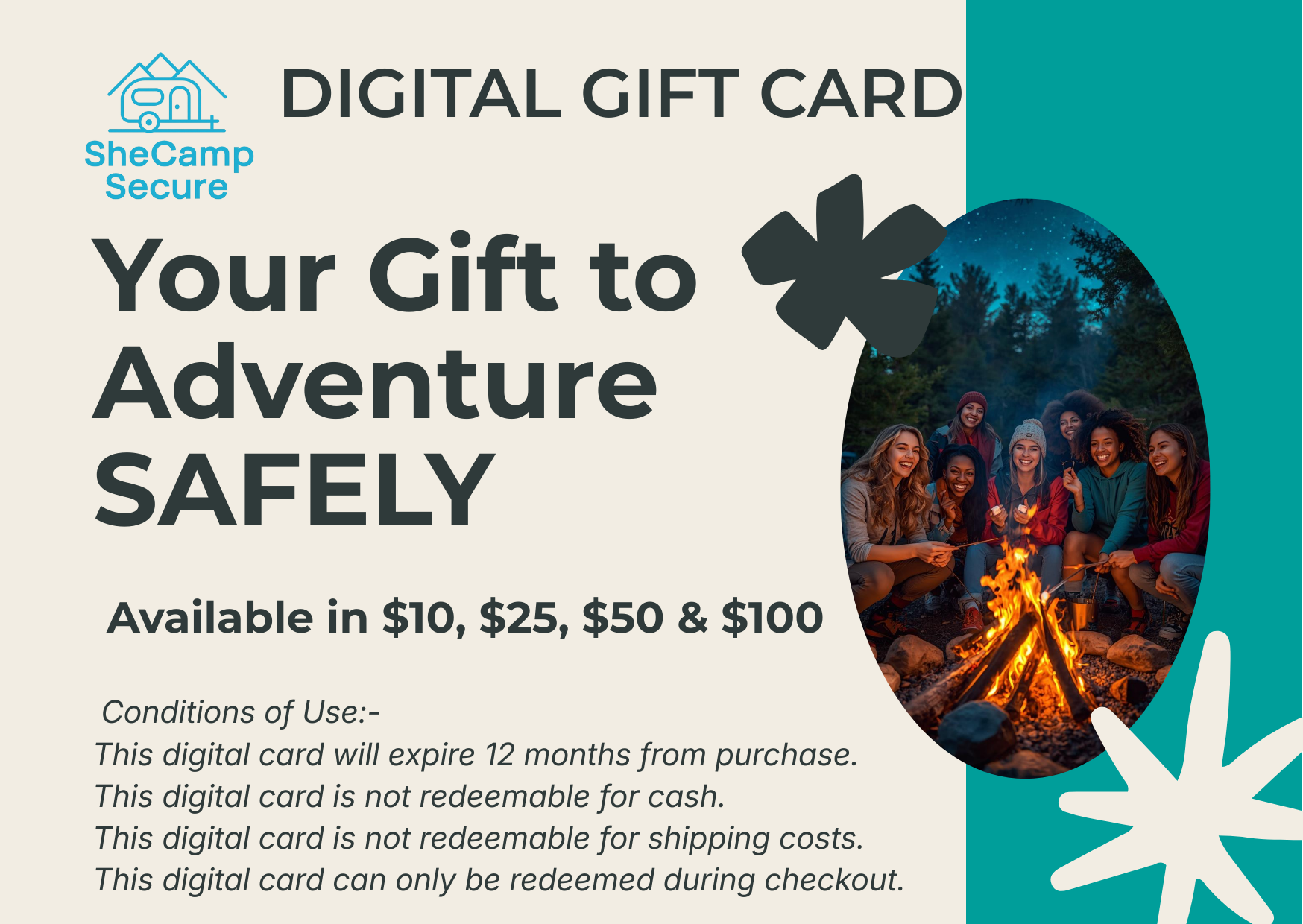 SheCamp Secure Digital Gift Cards