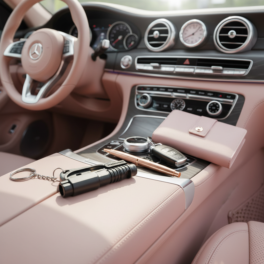 Seat belt cutter with built-in emergency whistle for vehicle safety
