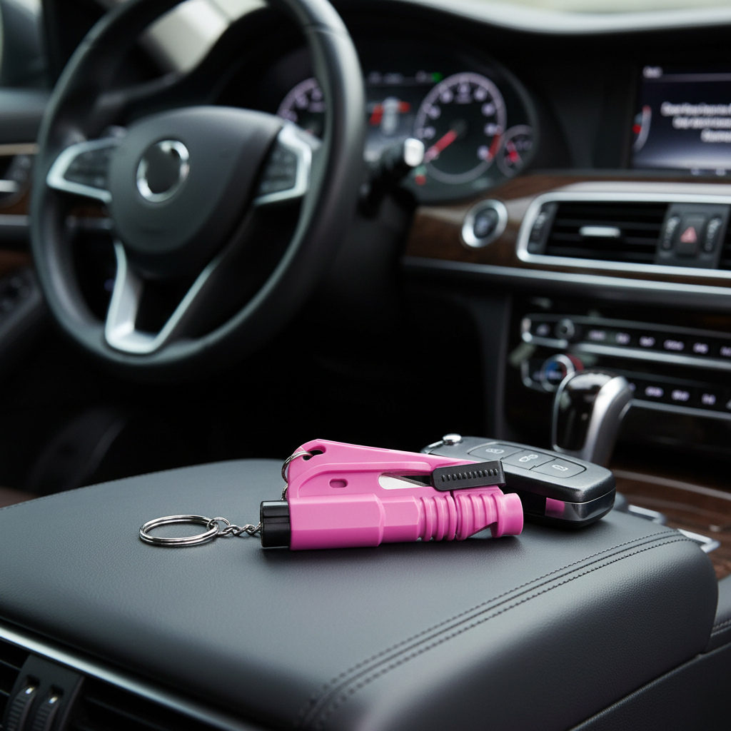 Seat belt cutter with built-in emergency whistle for vehicle safety
