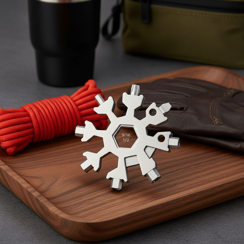 Snowflake multi tool with multiple functions for everyday and travel use
