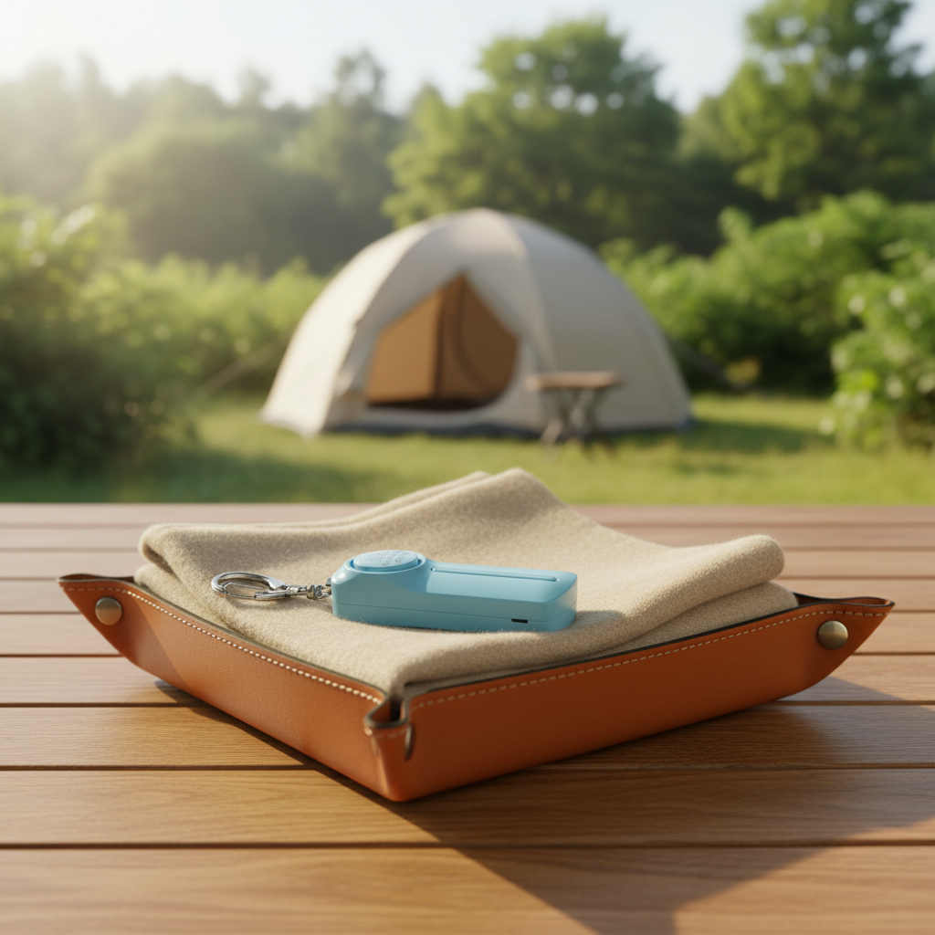 SheCamp Secure personal safety alarm  in Blue, designed for women campers and caravanners.