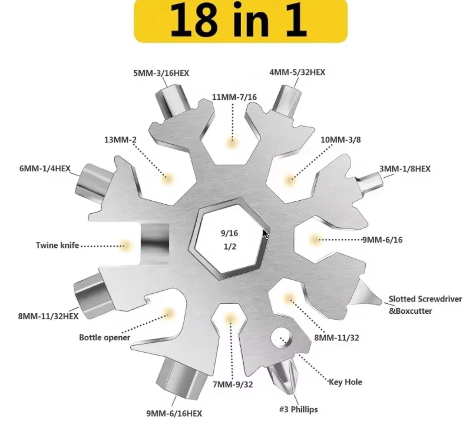 Snowflake multi tool with multiple functions for everyday and travel use
